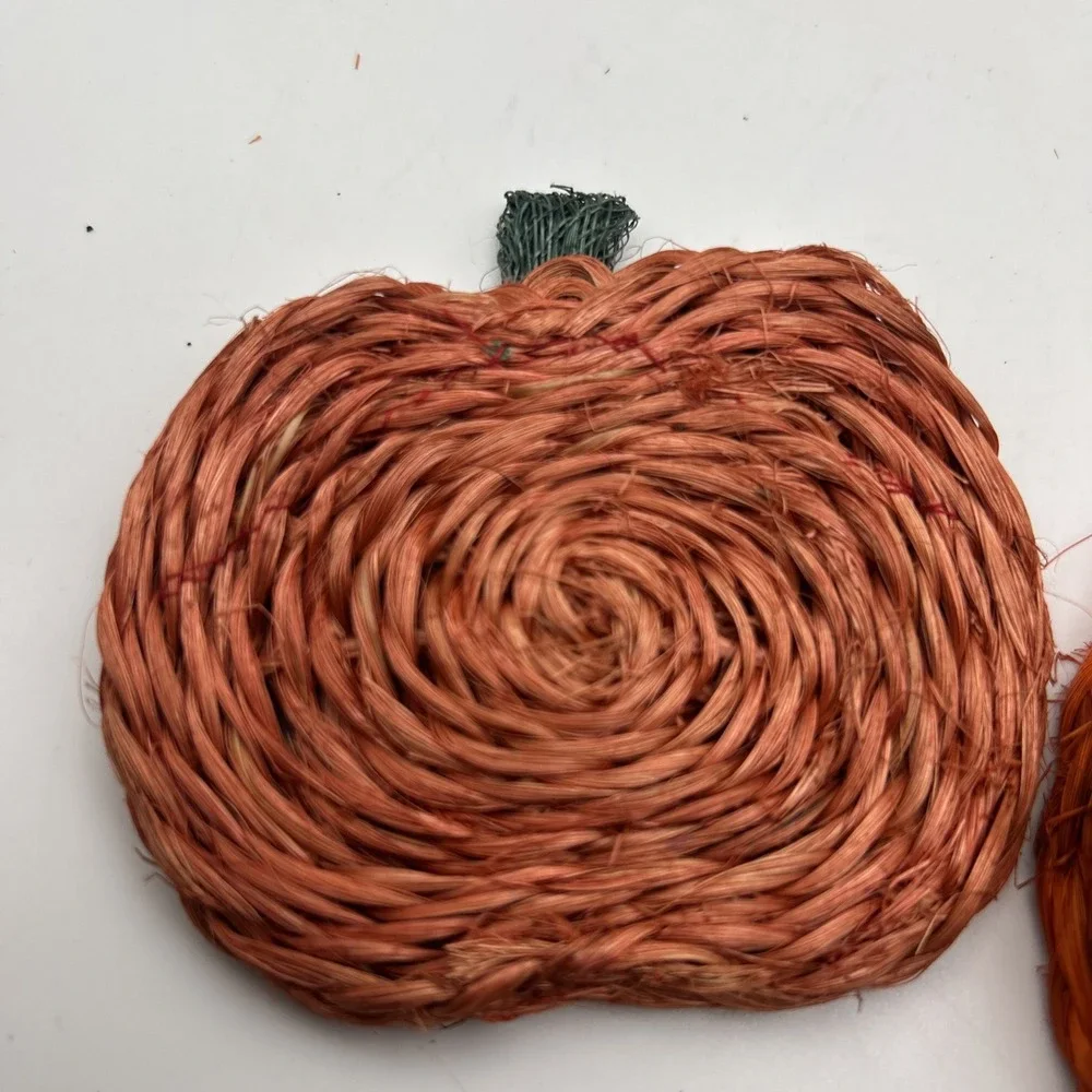 Lot 7 Orange/ Beige/Apple Coasters Retro 70's Natural fiber Woven Farmhouse Fall